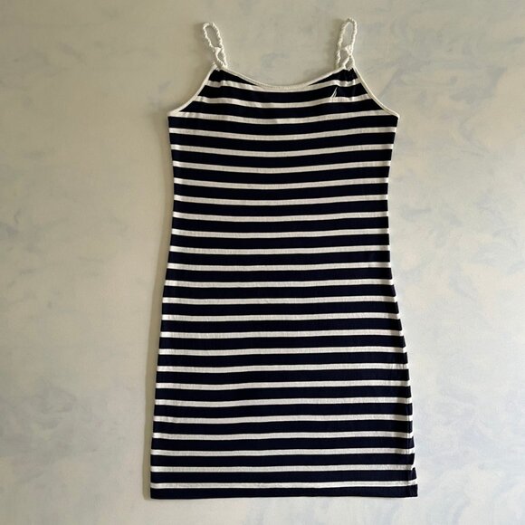 Nautica Navy & White Striped Boating Cover Up Mini Dress - Picture 1 of 7